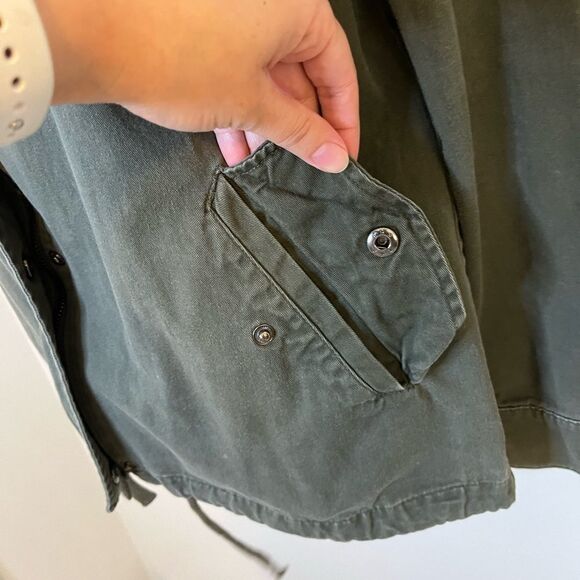 Forever 21 Green Hooded Zip Front Utility Jacket Size Small - Picture 5 of 9